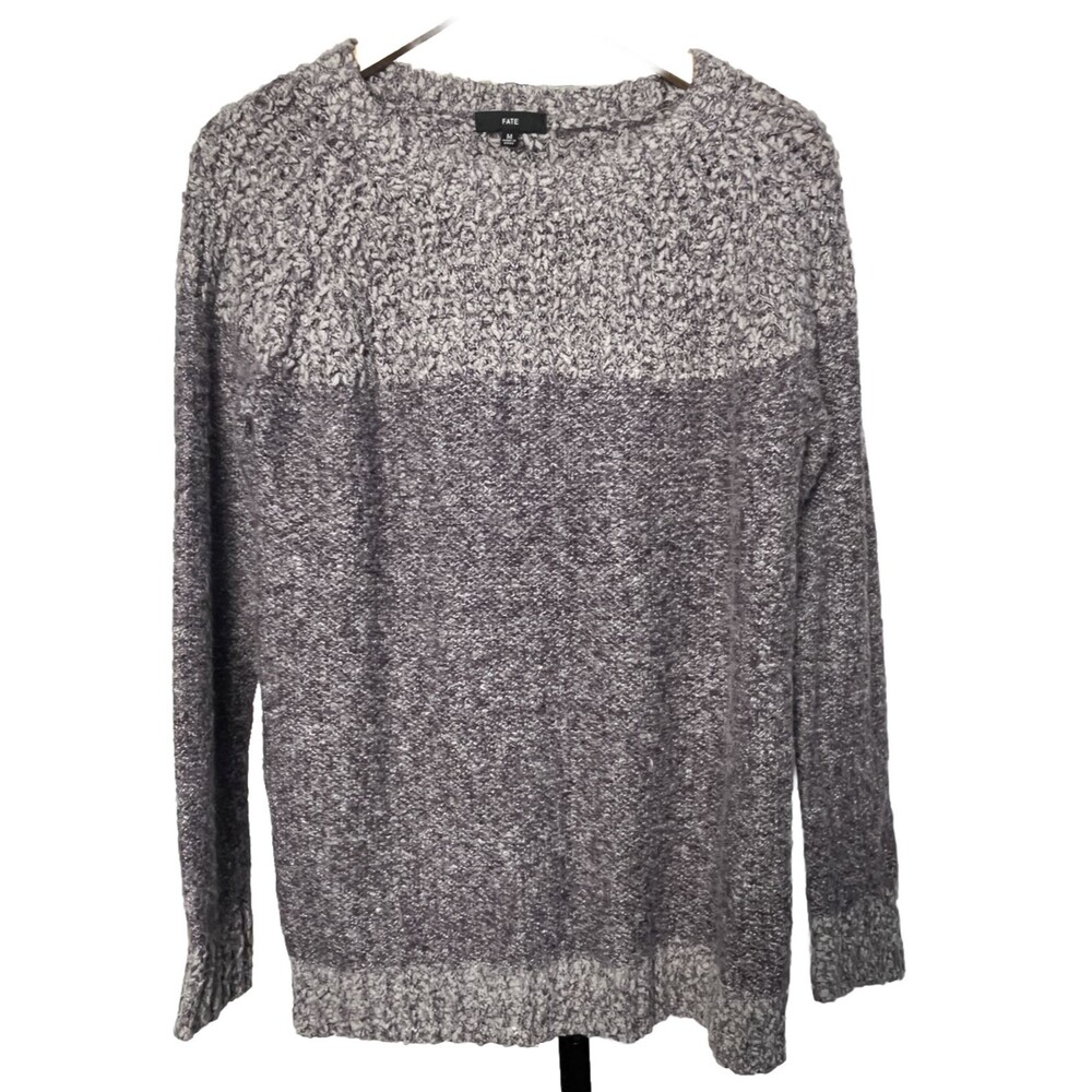 Fate Sweater Long Sleeve Purple Pullover Textured Size Medium Boho‎ Cottage Cozy